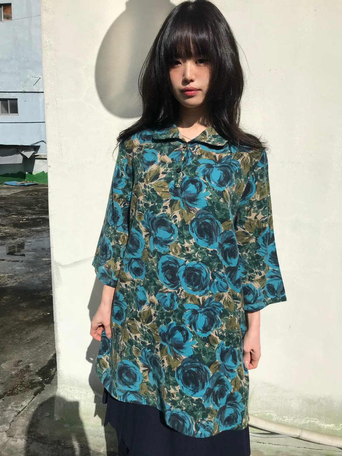 빈티지 블루 로즈 원피스 상품이미지3