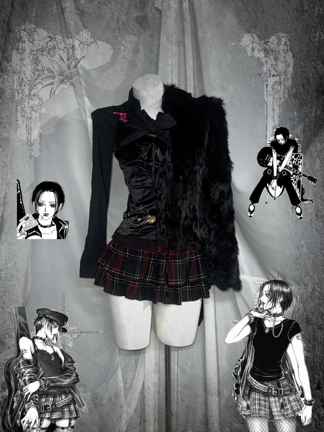 나나깔 악마 헬로키티 아일렛 레드펑크 리얼레빗퍼 코디세트 상품이미지1