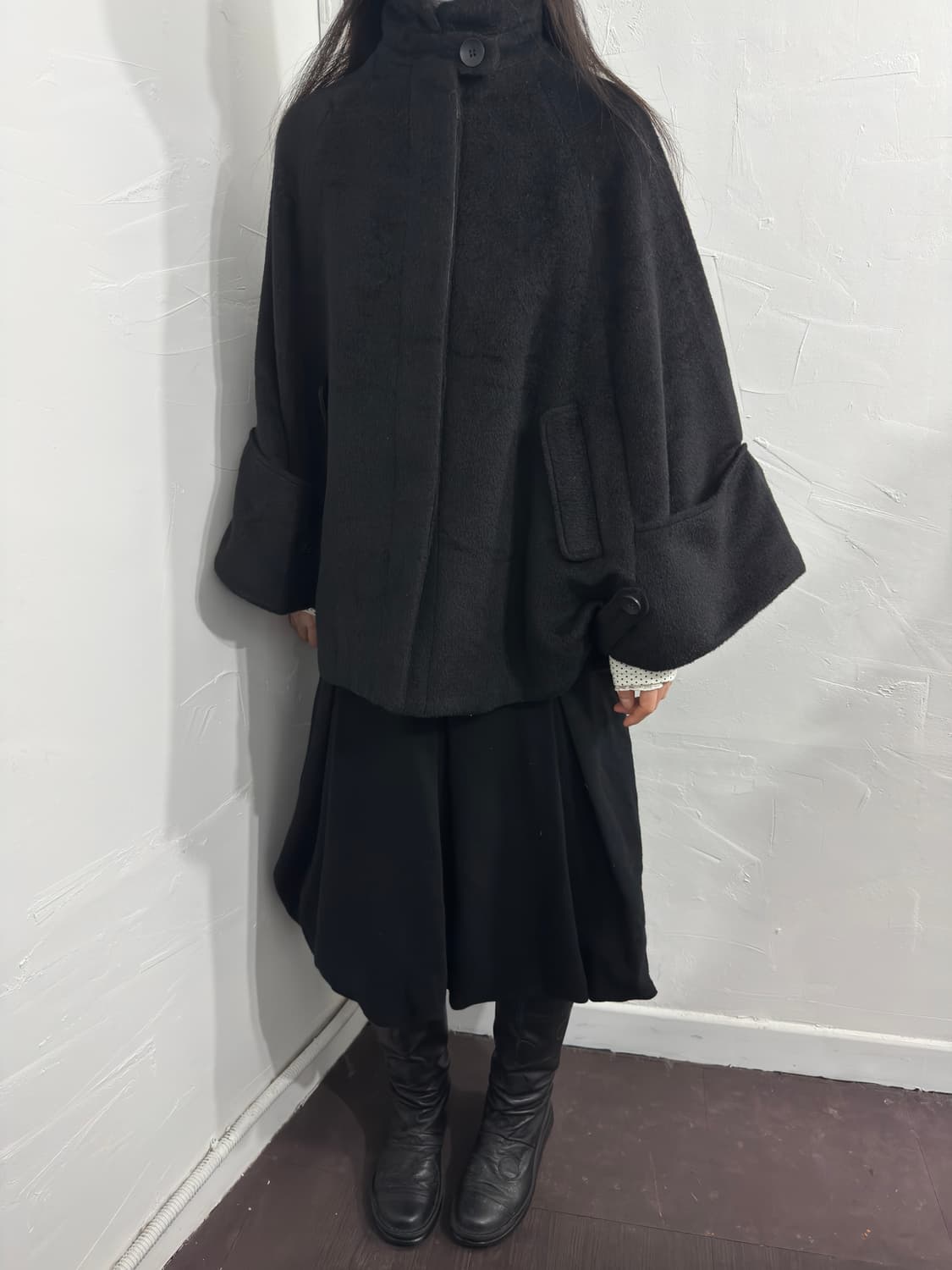 ribbon detail cape coat 상품이미지4