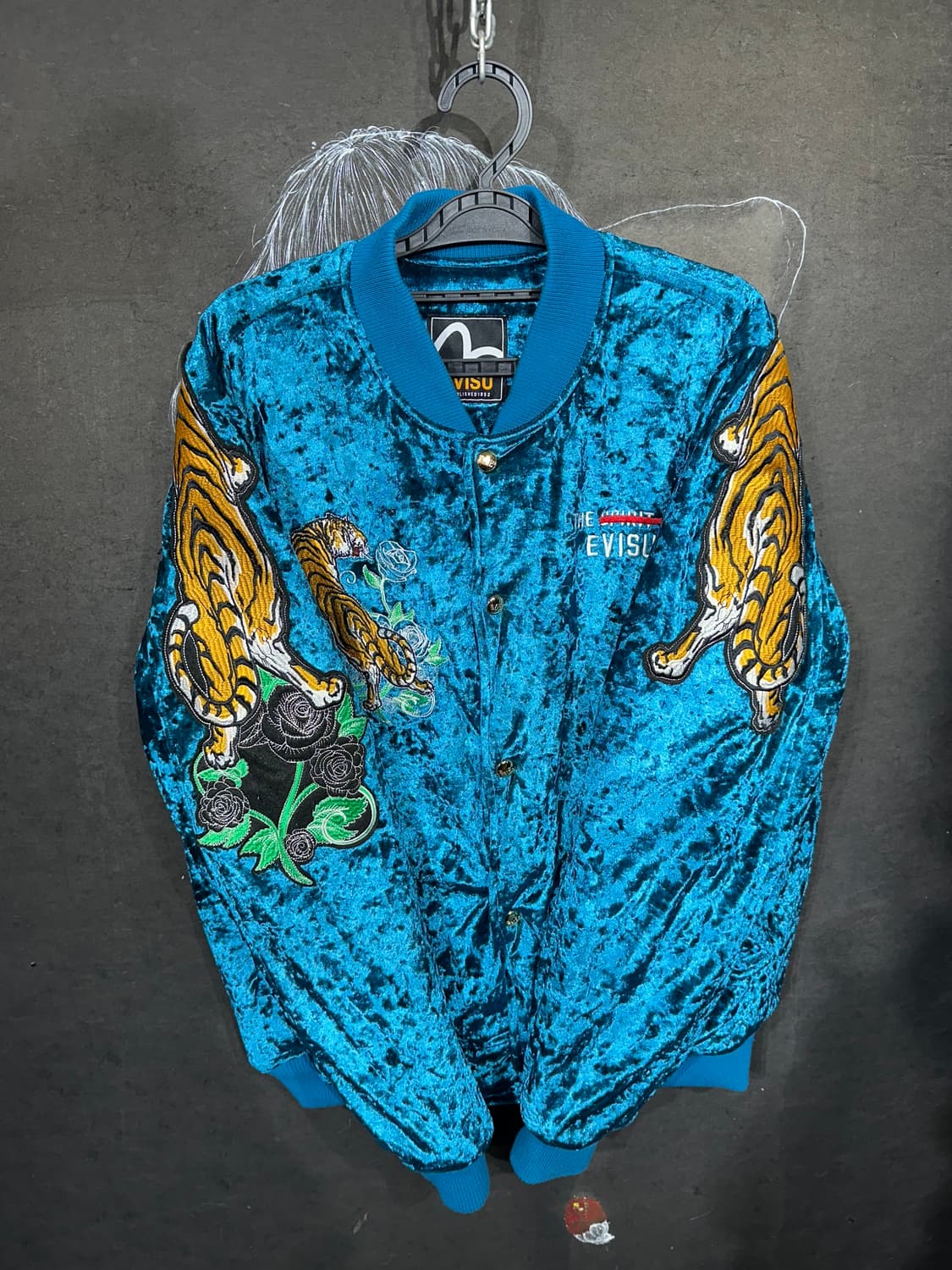 Evisu 에비수 청록 벨벳 빅호랑이 자수 스카잔 M 상품이미지6