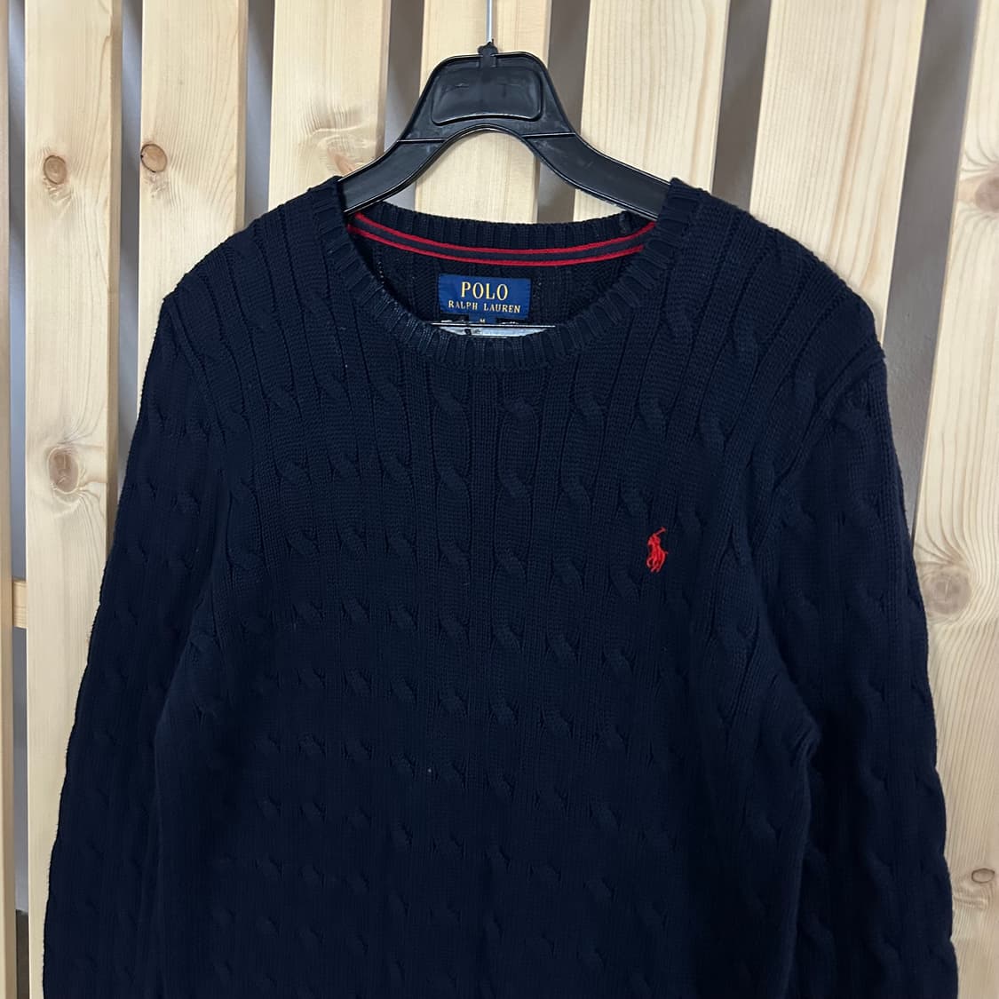 (S) 폴로 랄프로렌 라운드넥 네이비 케이블 니트 스웨터 상품이미지5