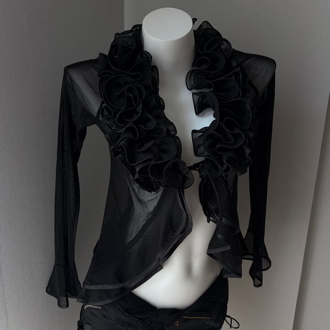Sheer Ruffle Bolero cardigan 상품이미지2