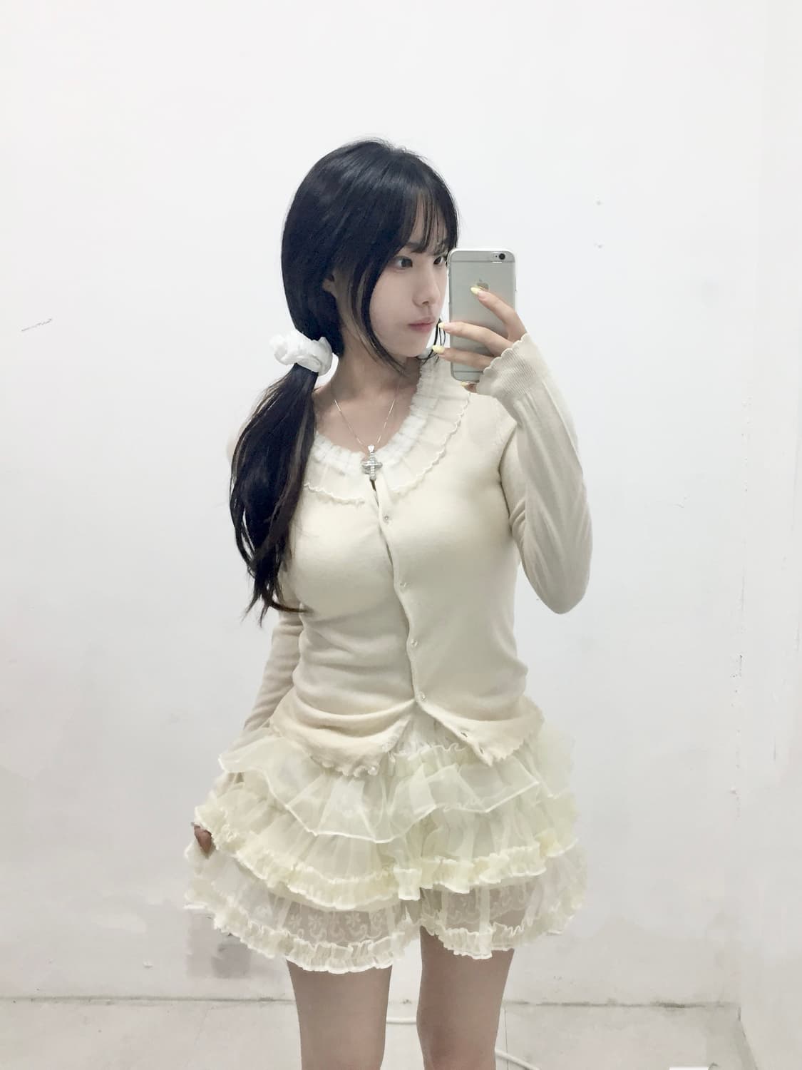 쉬폰 레이스 로걀 아이보리 가디건 상품이미지1