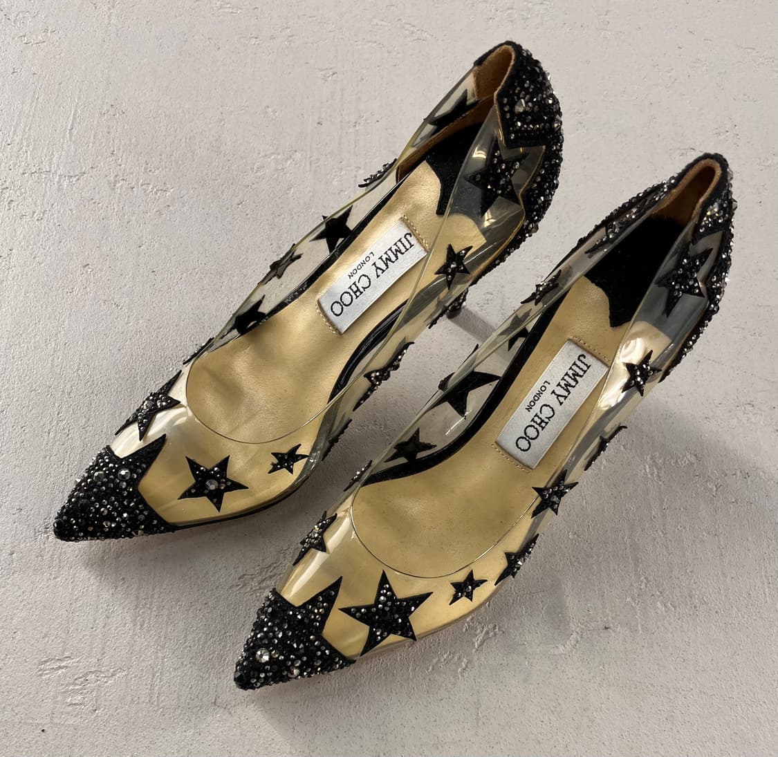 지미추 블랙 크리스탈 스타 스터드 힐 36 상품이미지1