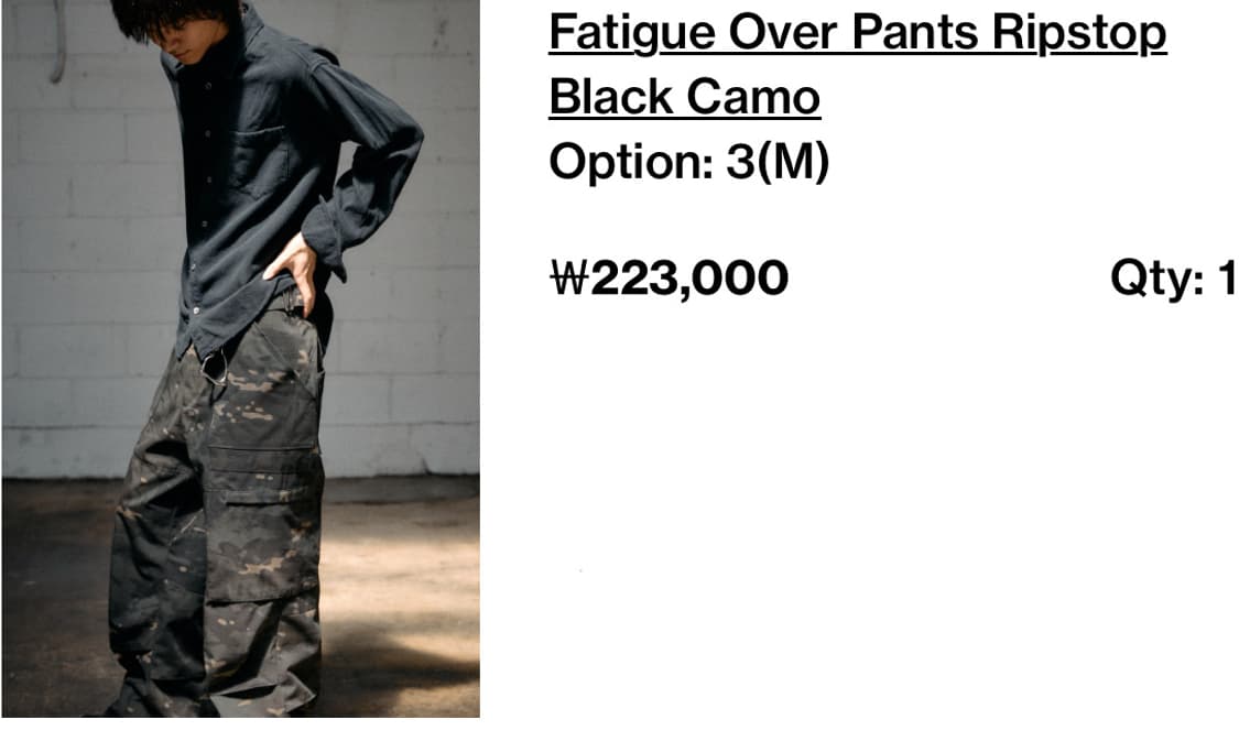 해칭룸 퍼티그 오버 팬츠 립스탑 블랙 카모 3 상품이미지1