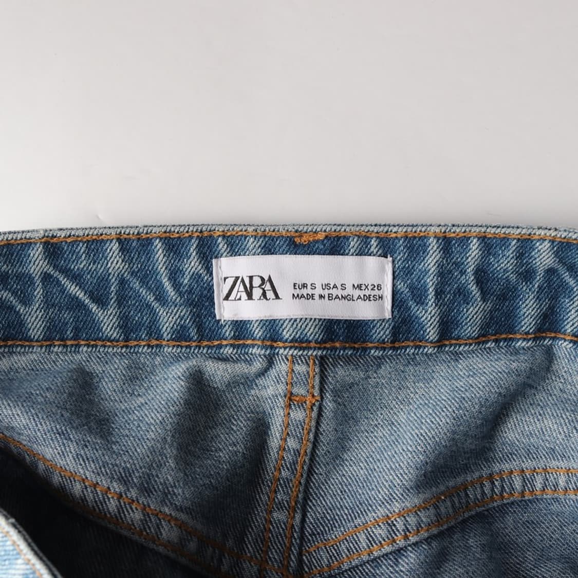 ZARA 빈티지 데미지 연청 데님 스커트 S 상품이미지5