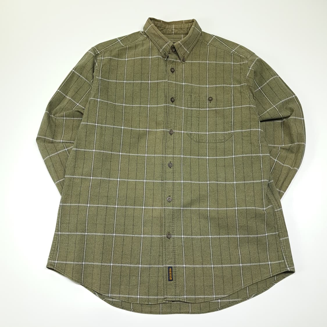 CL370 L 울리치 90s  윈도우페인 체크 올리브 버튼다운 셔츠 남 상품이미지1
