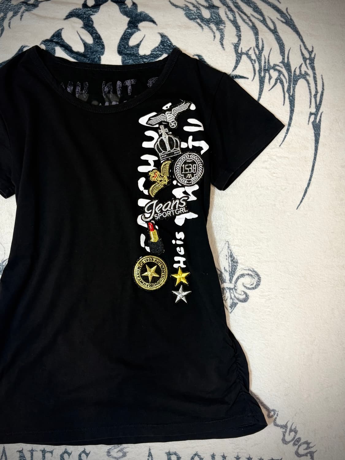 Y2K patch back web mesh short sleeve 상품이미지9