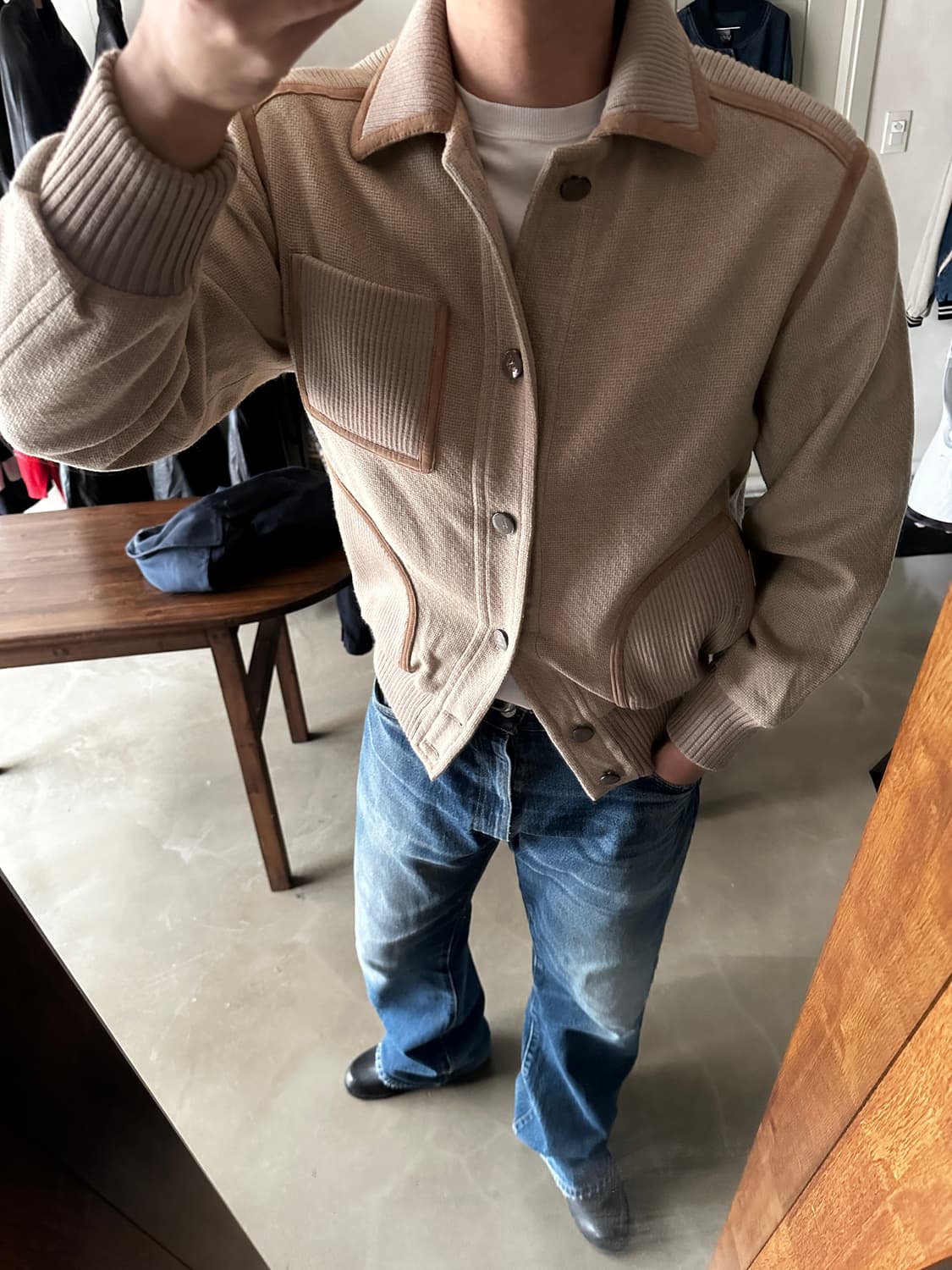 Woodhouse 울 니트 블루종 상품이미지1