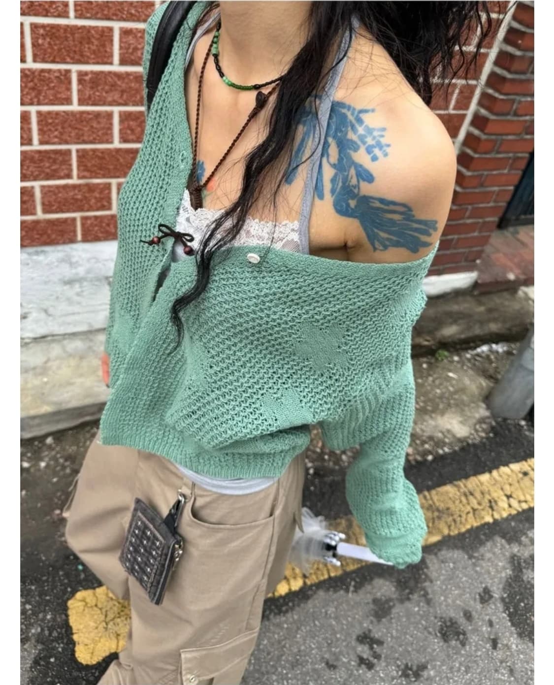 모래하우스 cloud knitting 가디건 그린 상품이미지1