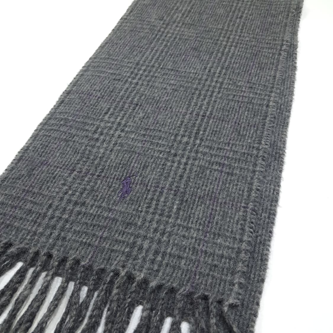 MX407 폴로 랄프 로렌 그레이 글렌 체크 & 퍼플 라인 양면 울 혼 상품이미지3