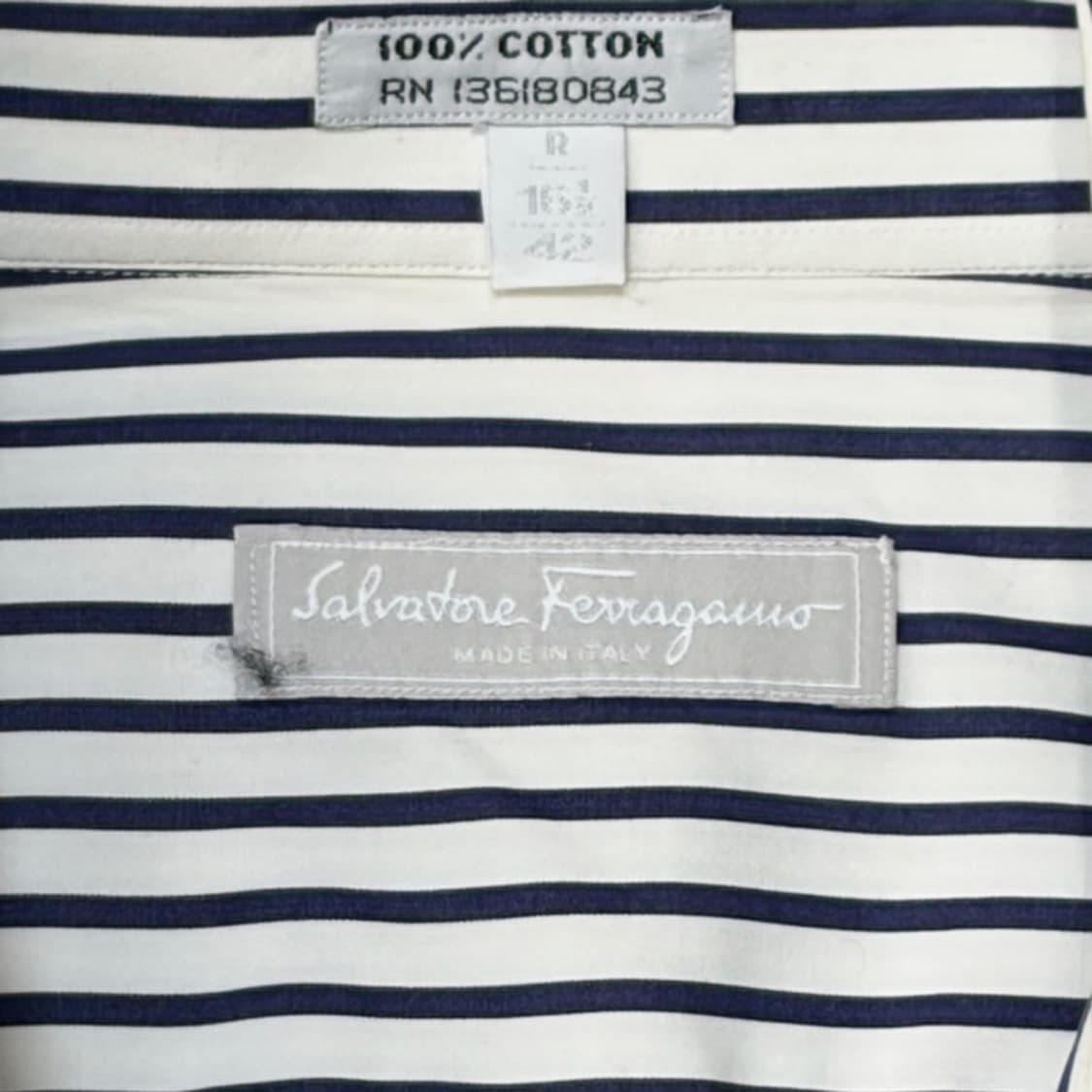 SALVATORE FERRAGAMO 와이드카라 스트라이프 셔츠 42 상품이미지4