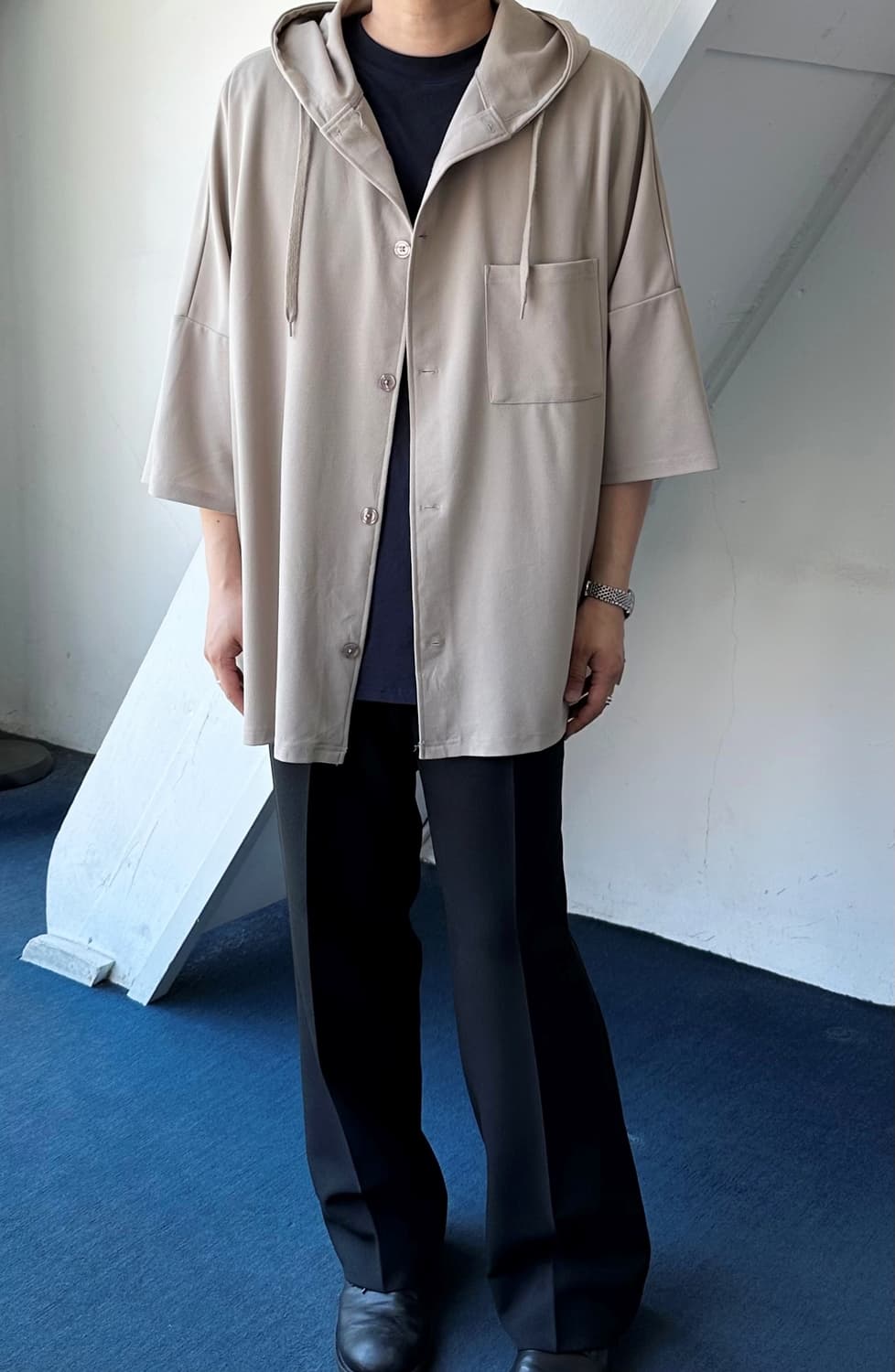 Stretched fabric hood design wide shirke 상품이미지6