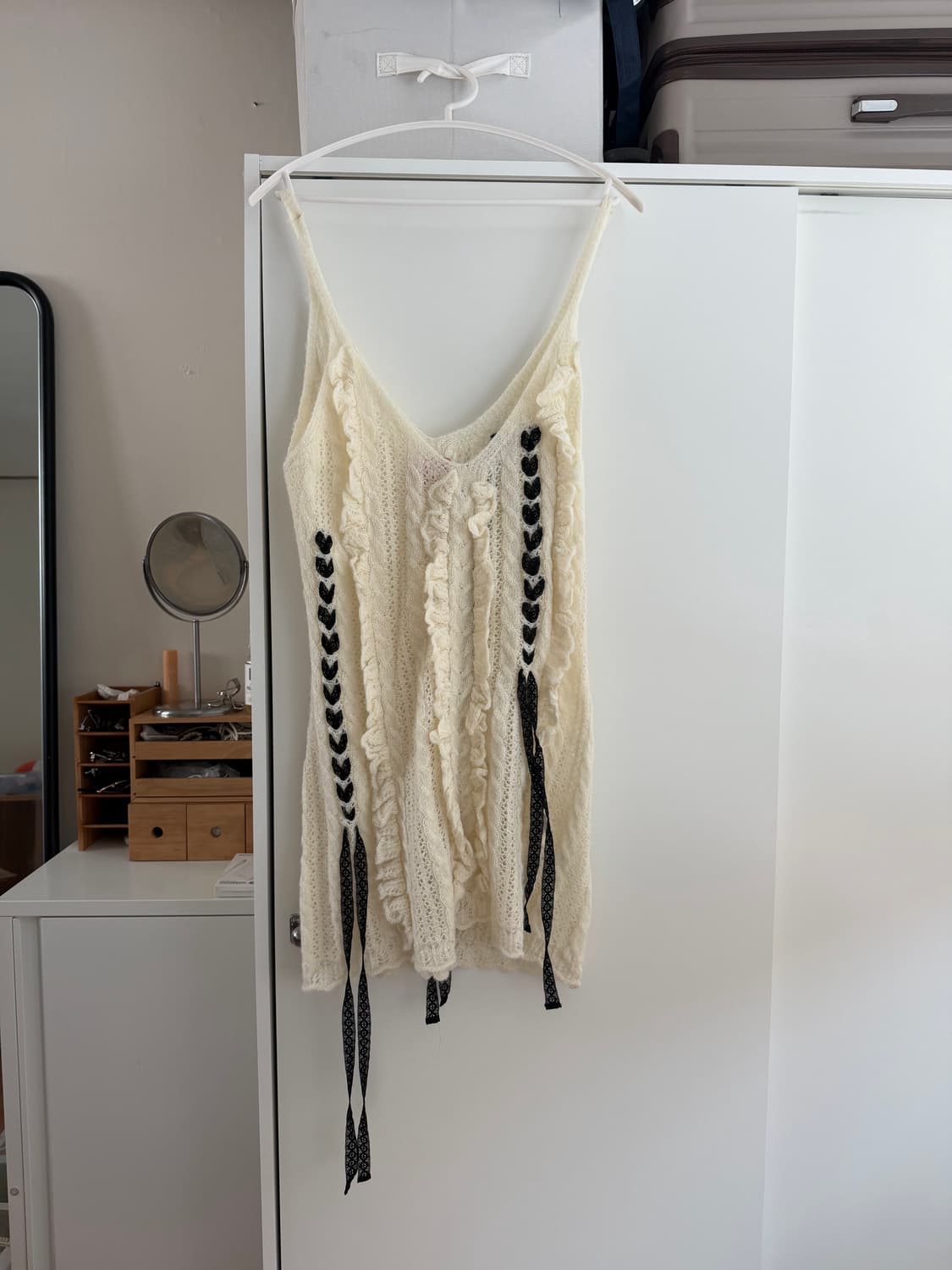 시눈Crochet Ribbon Tie Sleeveless Dress 상품이미지2