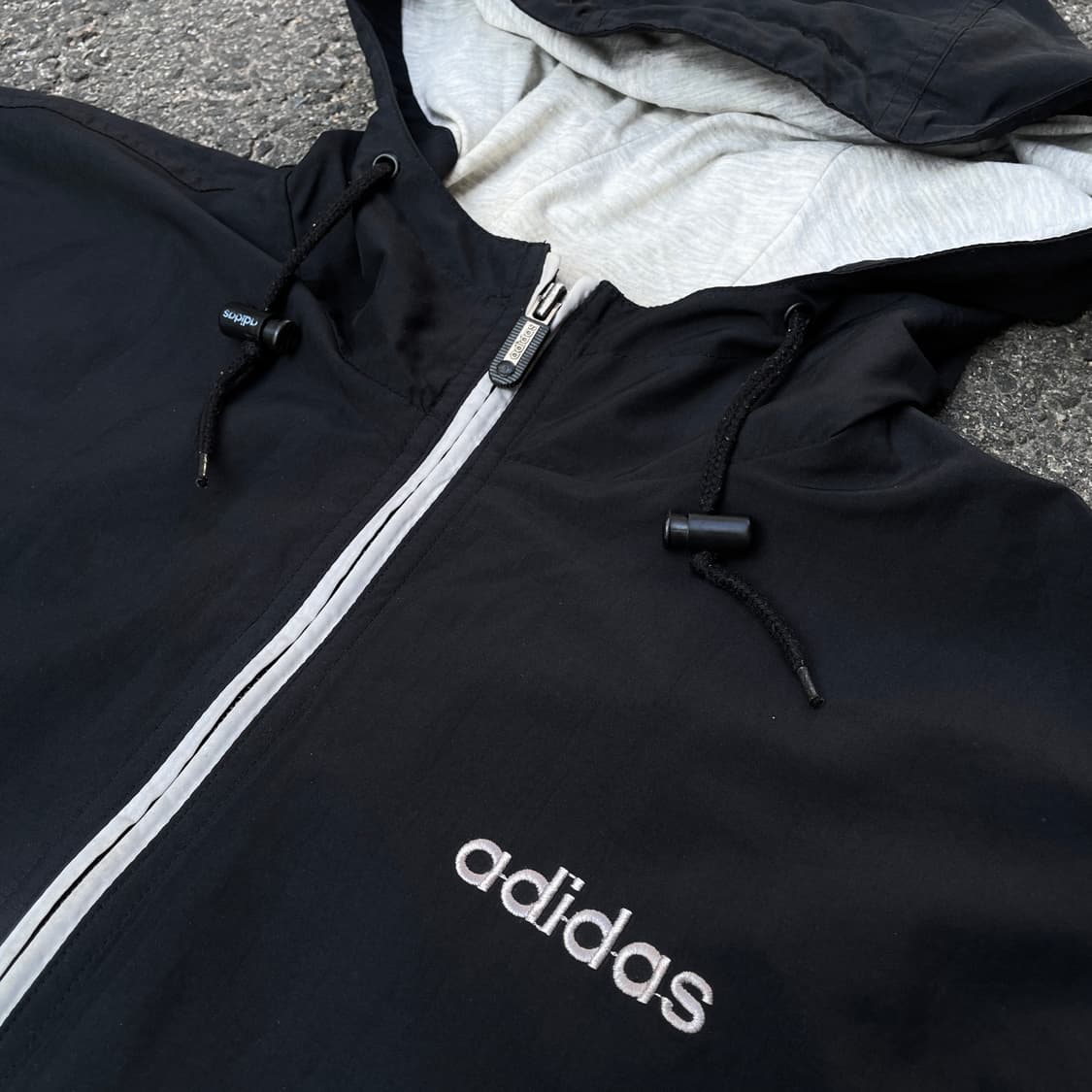 90s 아디다스 코리아 빅로고 올드스쿨 후드 바람막이 트랙자켓 L XL 상품이미지5