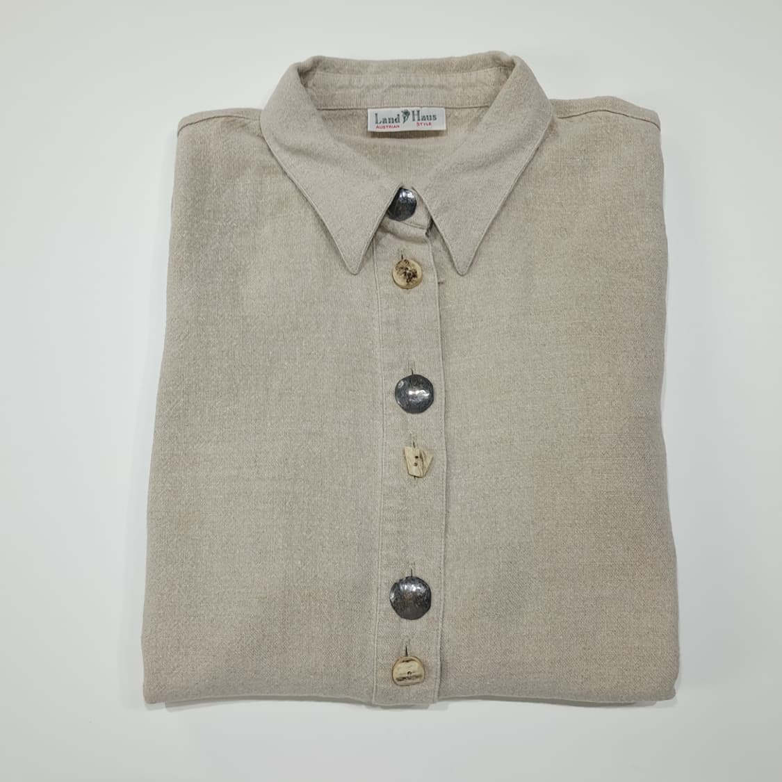 CL667 L 란트하우스 90s 린넨 트라흐텐 바바리안 알펜 셔츠 상품이미지7