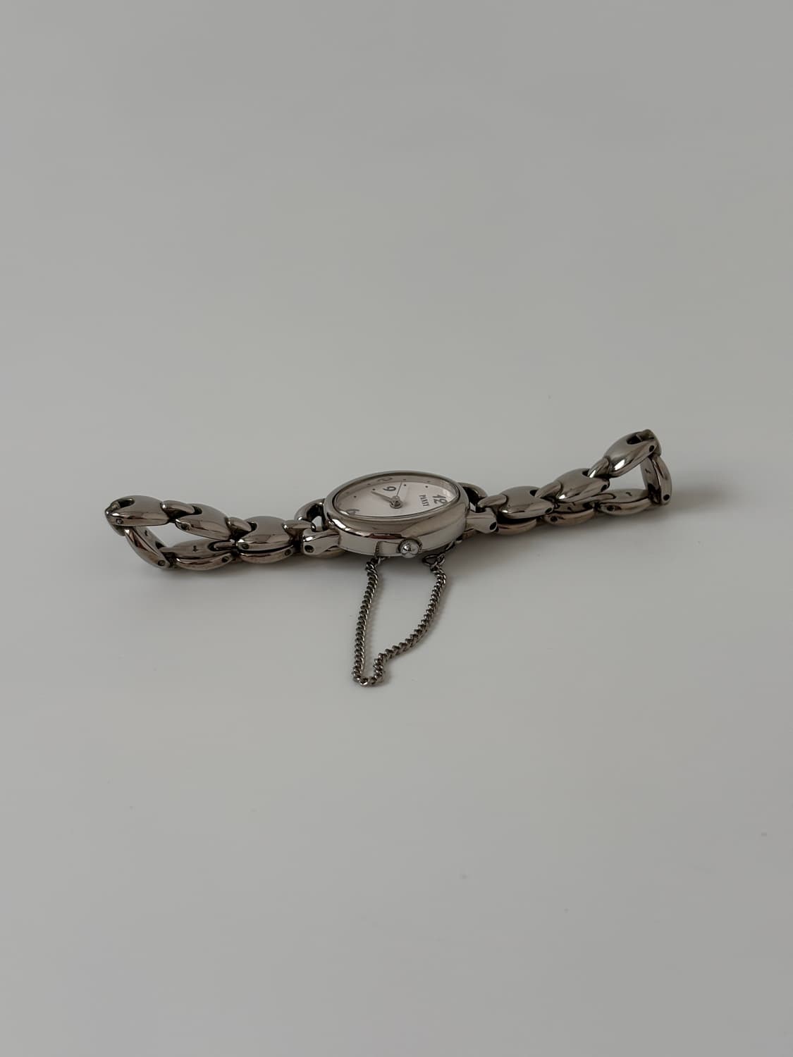 리코 1990년대 Pansy 실버 오벌 브레이슬릿 쿼츠 여성 상품이미지5