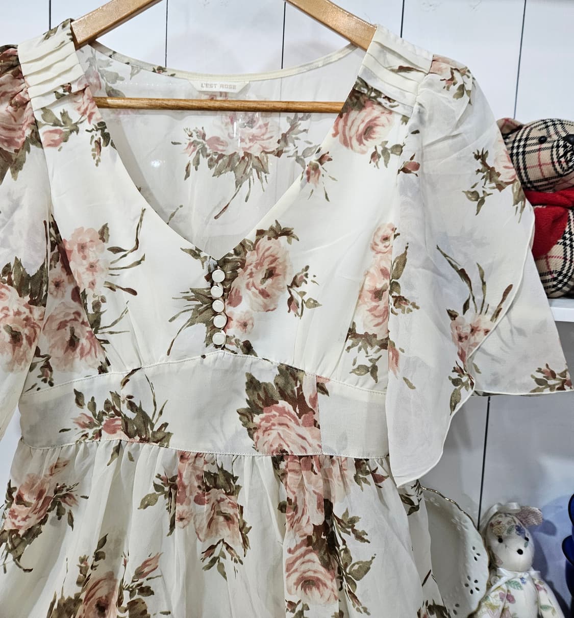 (LEST ROSE) 로즈 플라워 쉬폰튜닉 블라우스 상품이미지2