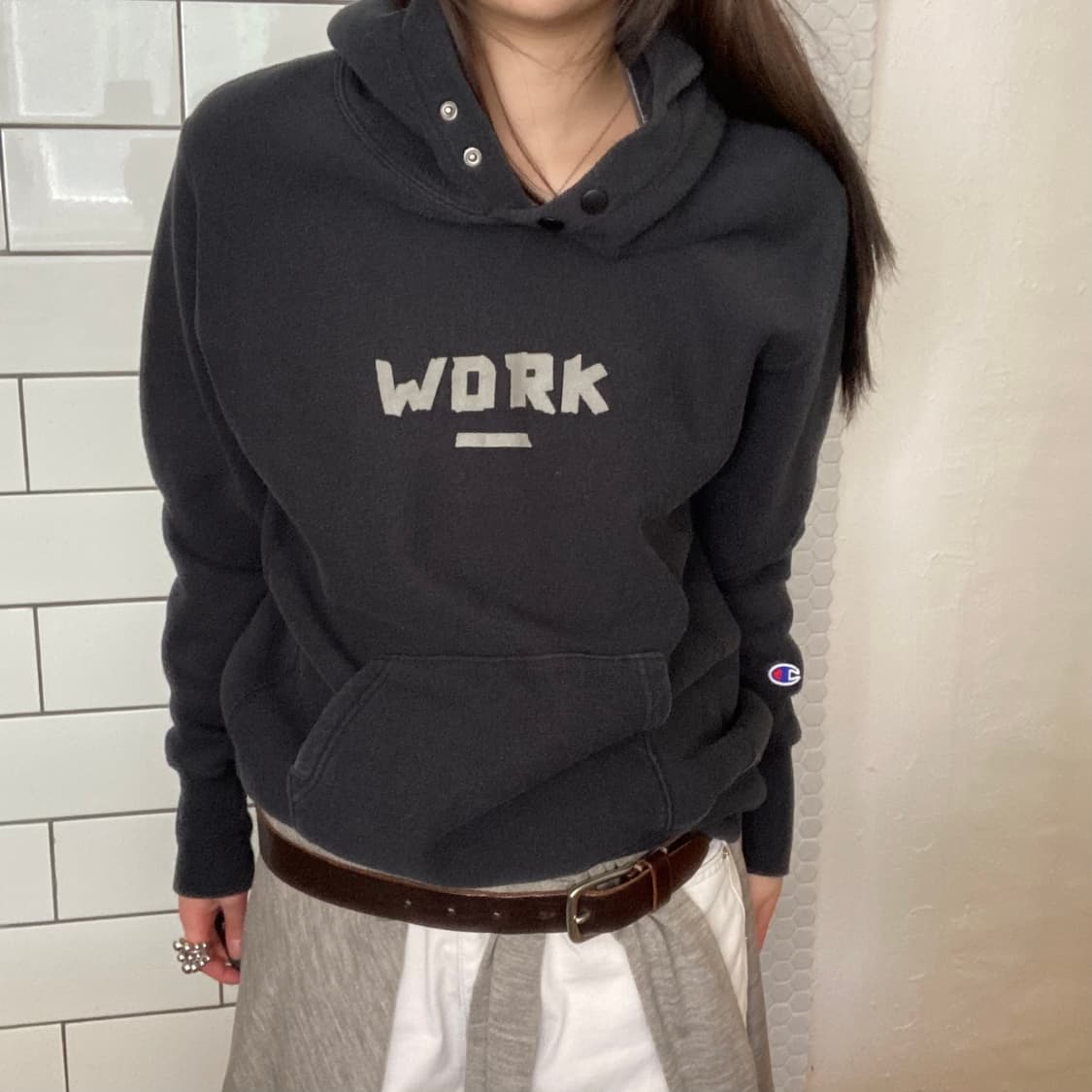 챔피온 리버스위브 블루택 후드 스웨트셔츠 상품이미지2
