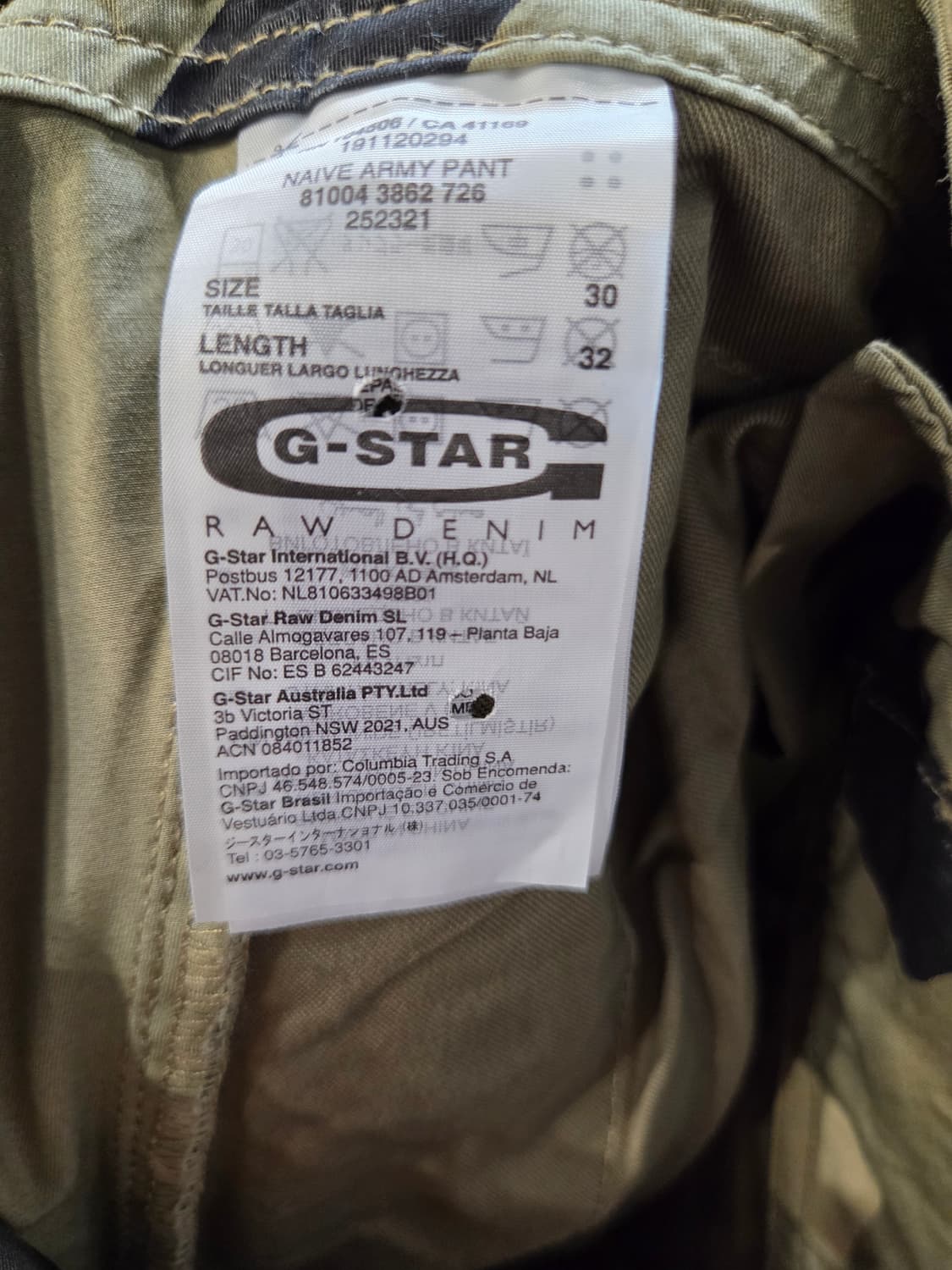 G-STAR 카키 블랙 패턴 카고 바지(30) 상품이미지8