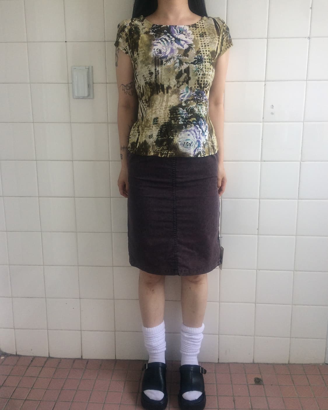 Side zipper point pattern midi skirt 상품이미지6