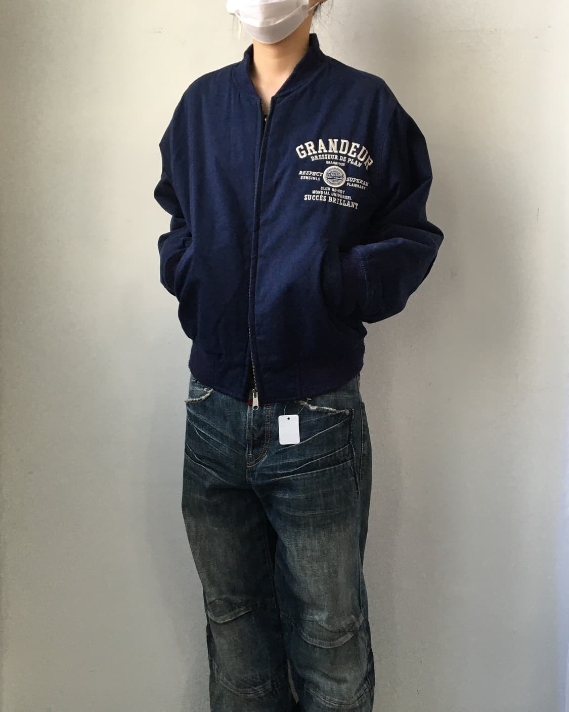Lettering point bomber jacket 상품이미지6