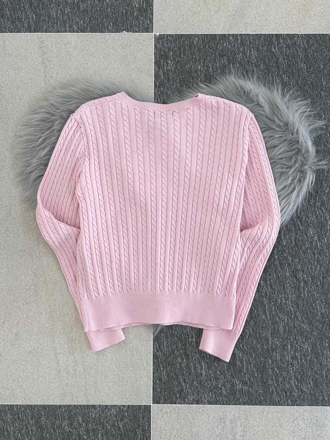 폴로 랄프로렌 연핑크 케이블 니트 가디건  상품이미지3