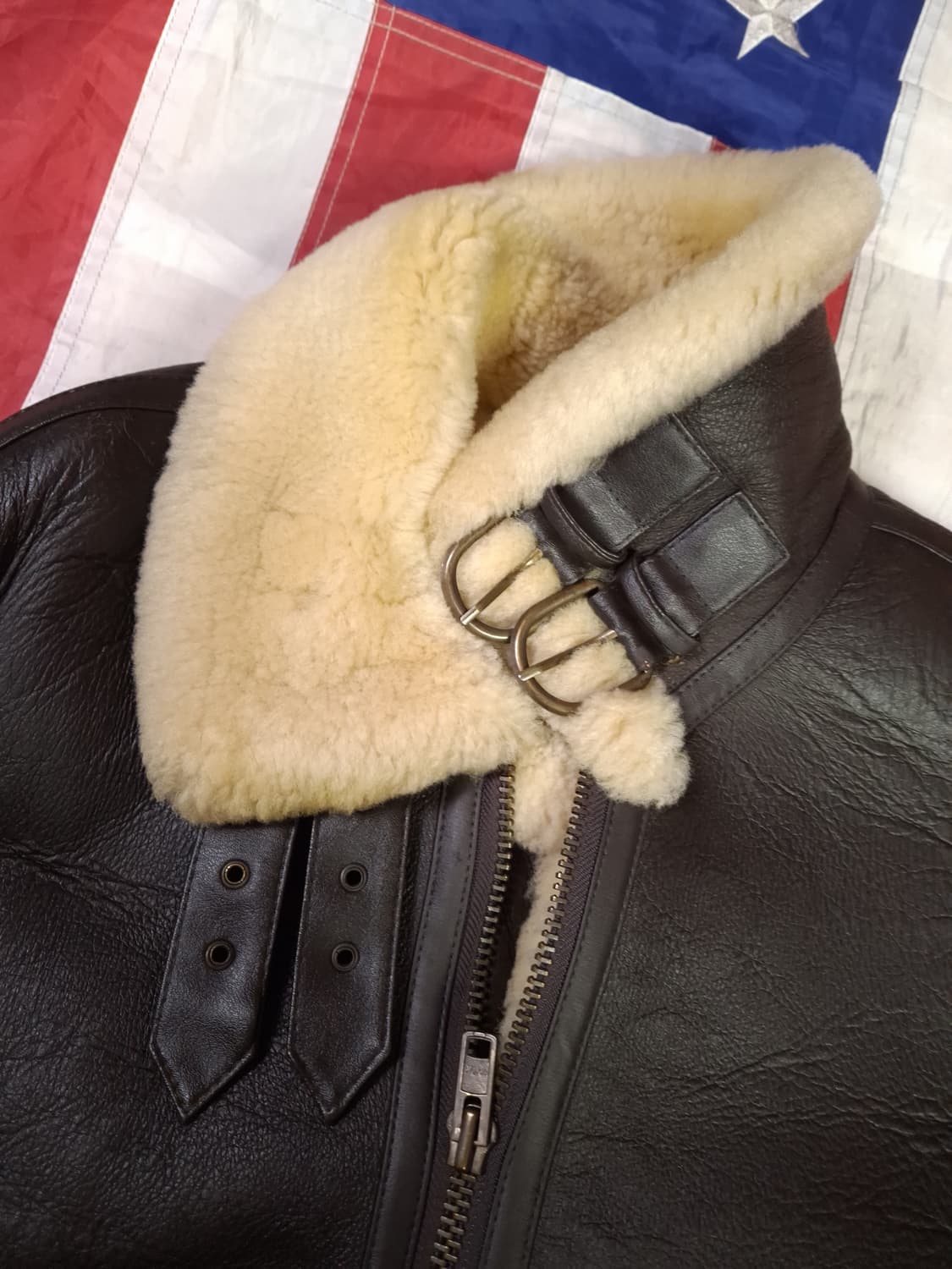 90's 일본판 미공군 B-3 TYPE 리얼레더 항공 폭격기 무스탕 상품이미지4