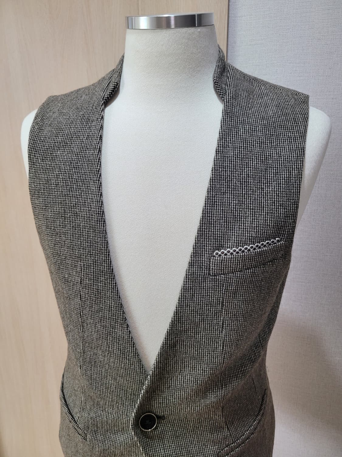 코모도스퀘어 COMODO 1버튼 모직 체크 조끼 100 브라운 상품이미지3