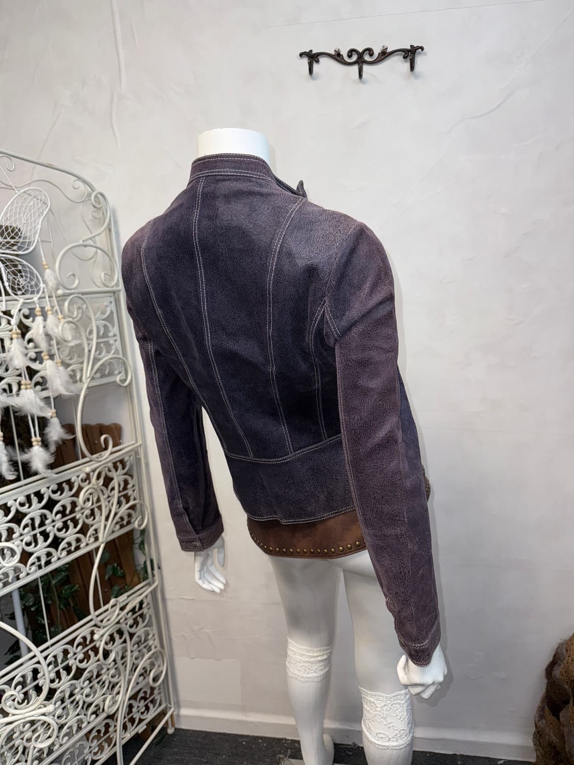 Deep purple silk suede button jacket 상품이미지5