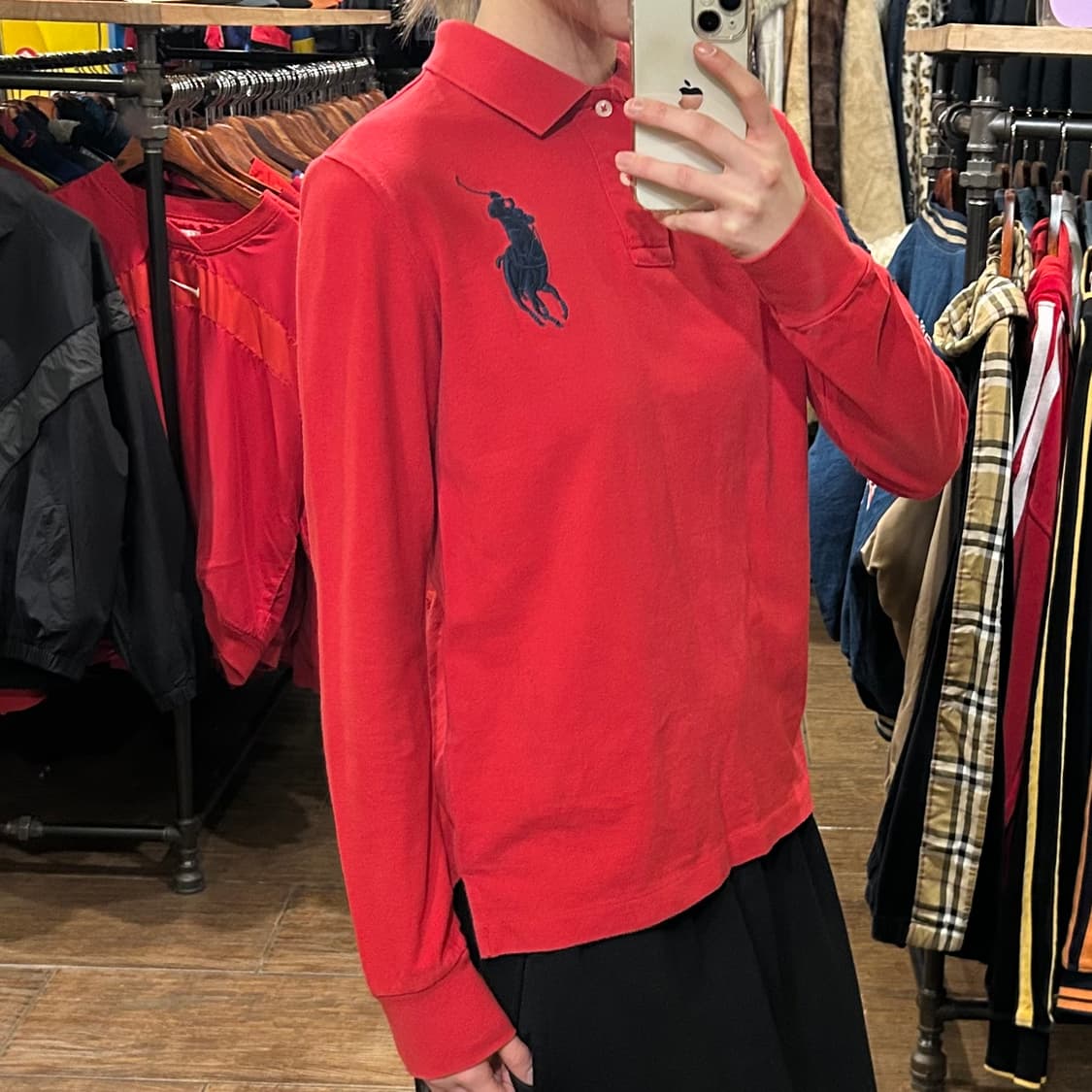 [HI] 폴로 카라 롱슬리브 레드 상품이미지3