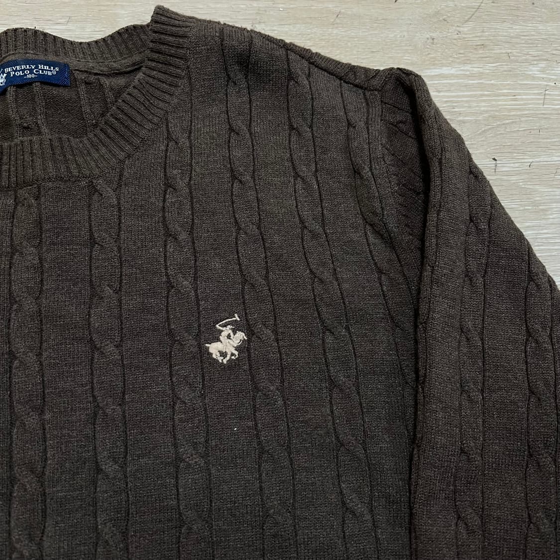버버리힐스 폴로 클럽 꽈배기 케이블 니트 스웨터 [브라운] L/100 상품이미지4
