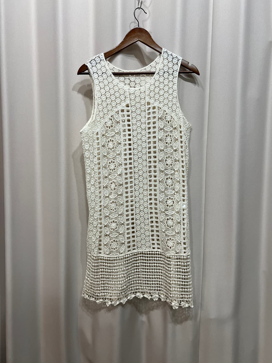 빈티지 여성 그물 니트 롱 베스트 상품이미지2