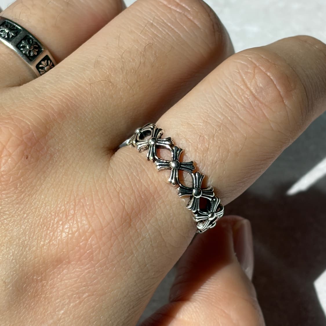 Oribell 크롬 멀티 크로스 링크 925실버 오픈링 반지 상품이미지1