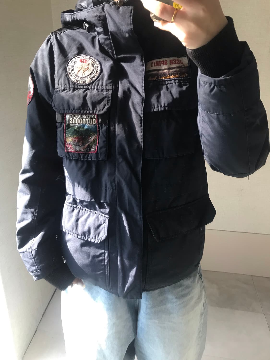 지프 네이비 패치 패딩 상품이미지2