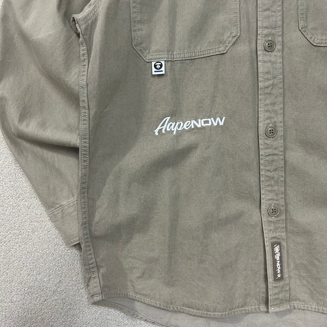 (XL) AApe 에이프 로고 아플리케 데님 셔츠 상품이미지5