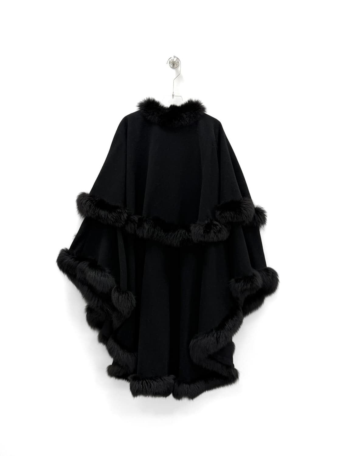 DANA PARIS 폭스 퍼 트리밍 울 케이프 코트 상품이미지3