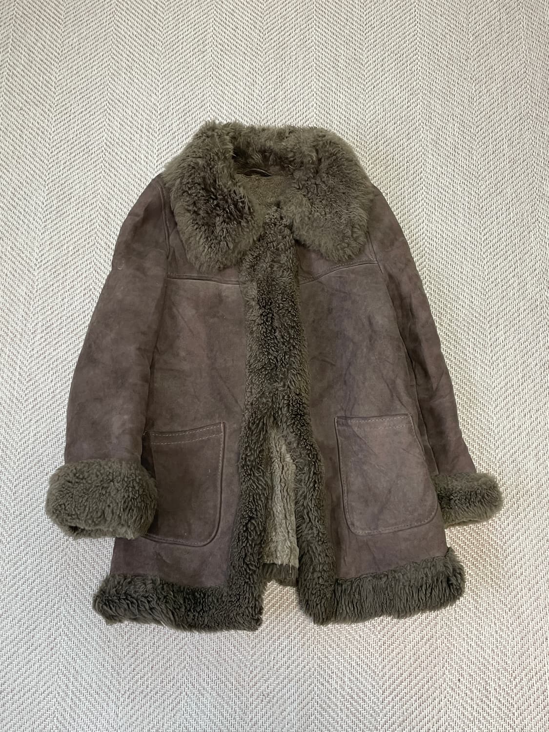 핸드메이드 리얼 스웨이드 시어링 카 코트 상품이미지1