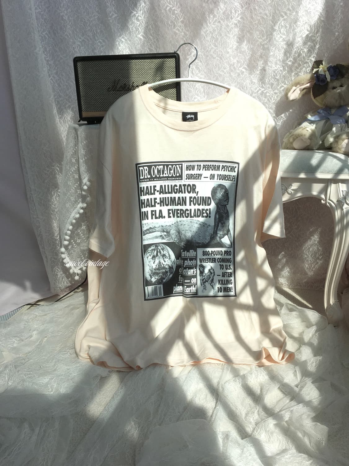스투시 뽀용 복숭아 콜라보 반팔 상품이미지2