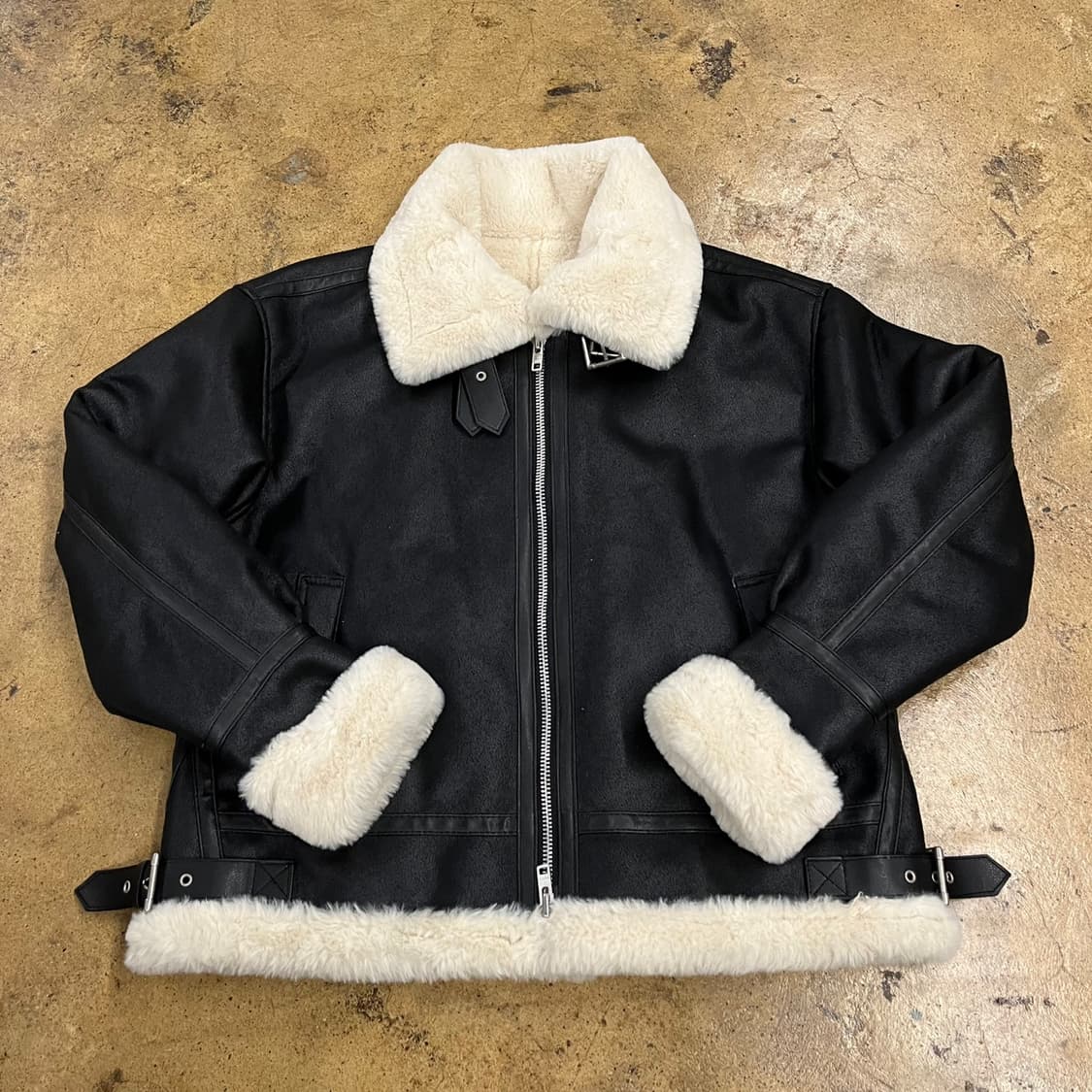 [정품/M] 도프제이슨 블랙 무스탕 퍼 라이더 자켓 b15 상품이미지2