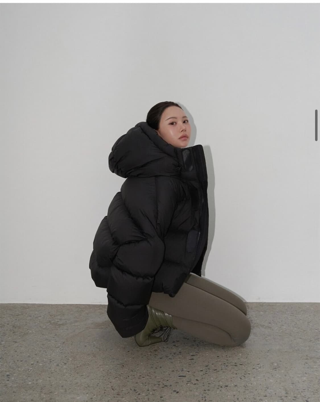 랑거 헤비 덕 다운 후디 패딩 점퍼 블랙 컬러 상품이미지10