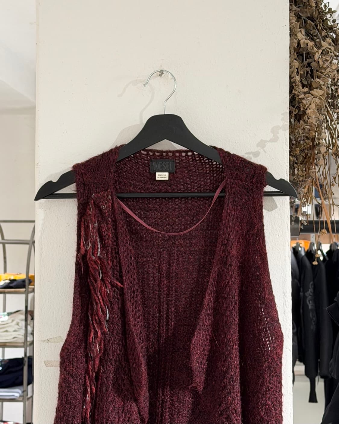 디젤 버건디 모헤어 슬리브리스 판초 스웨터 상품이미지4