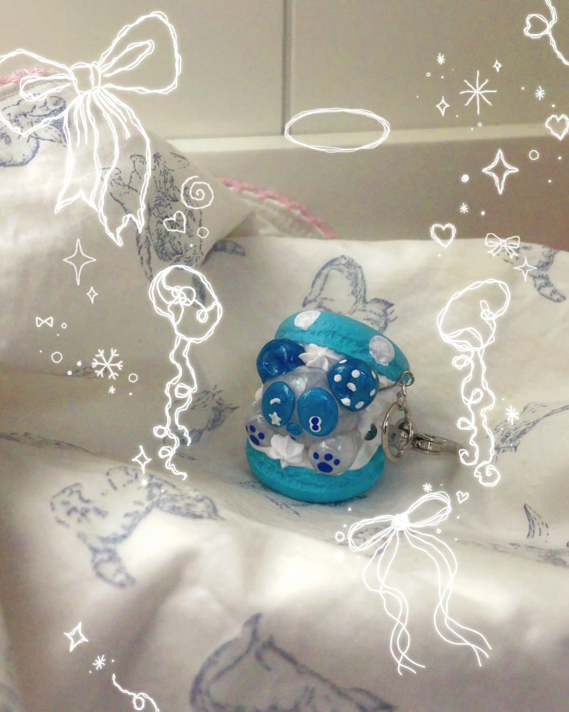 블루판다마카롱 키링(blue panda macaroon keyring) 상품이미지1