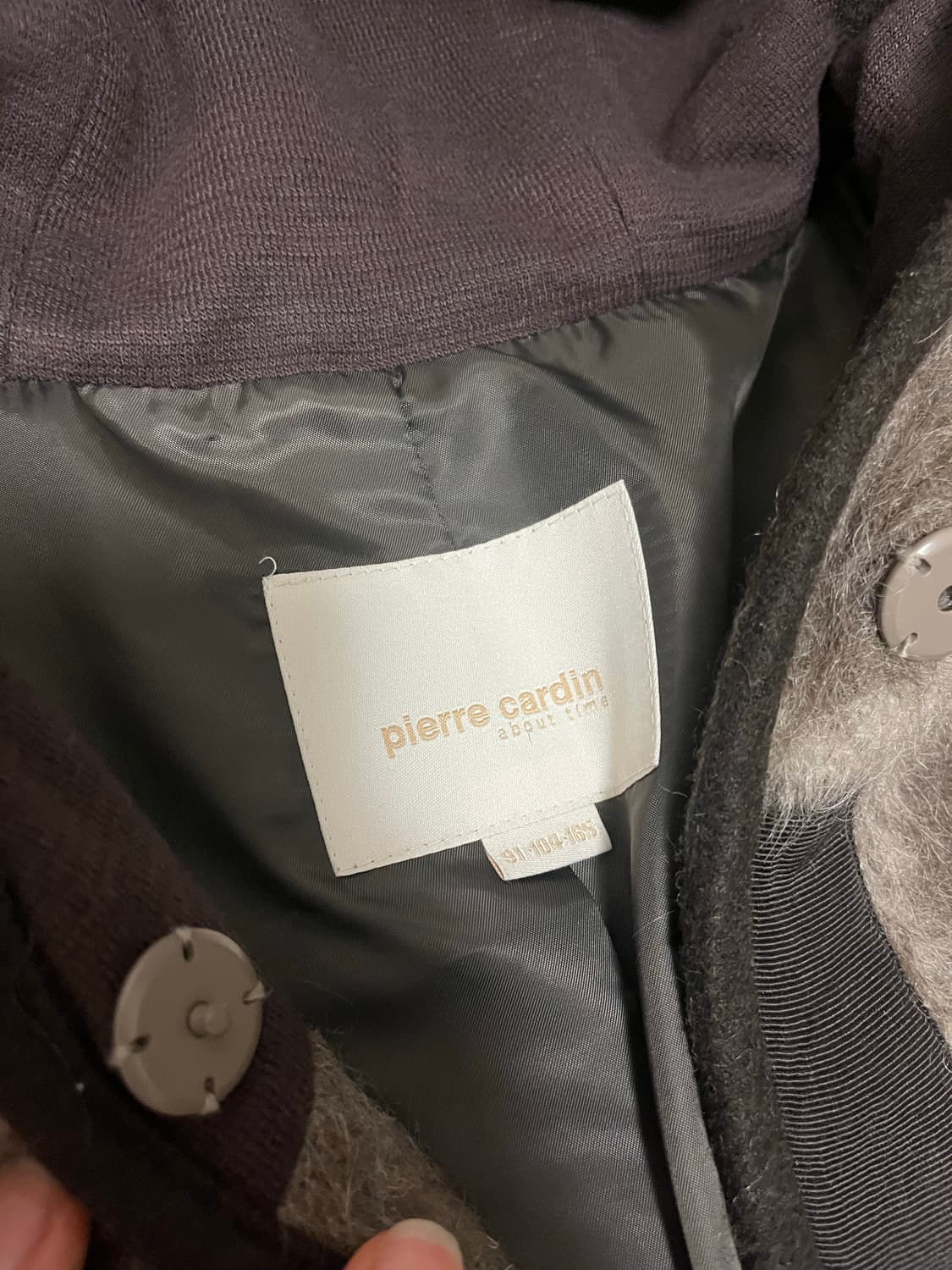 피에르 가르뎅 이태리 알파카 블렌드 체크 후드 M 상품이미지4