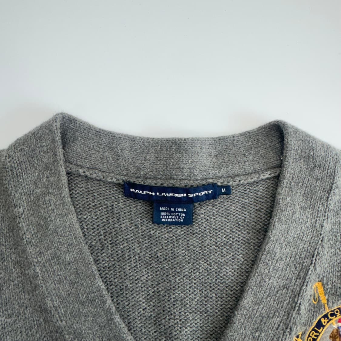 Polo 폴로 자수 로고 브이넥 그레이 니트 상품이미지5