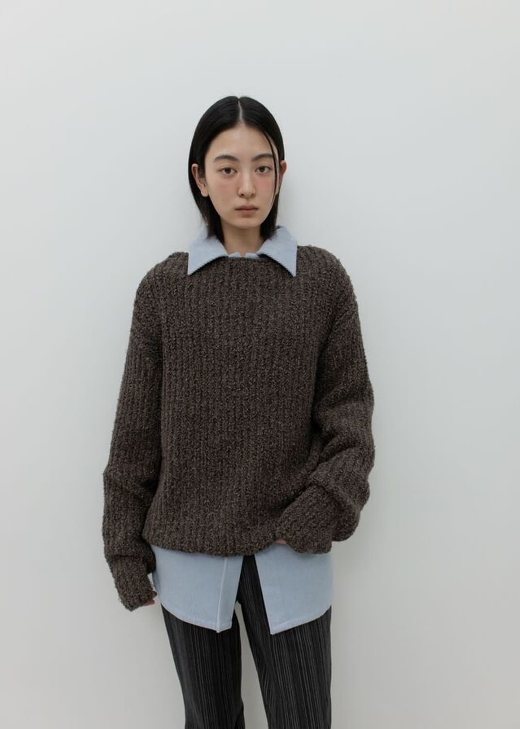 GBH 25FW 보트넥 루즈핏 니트 브라운 상품이미지1