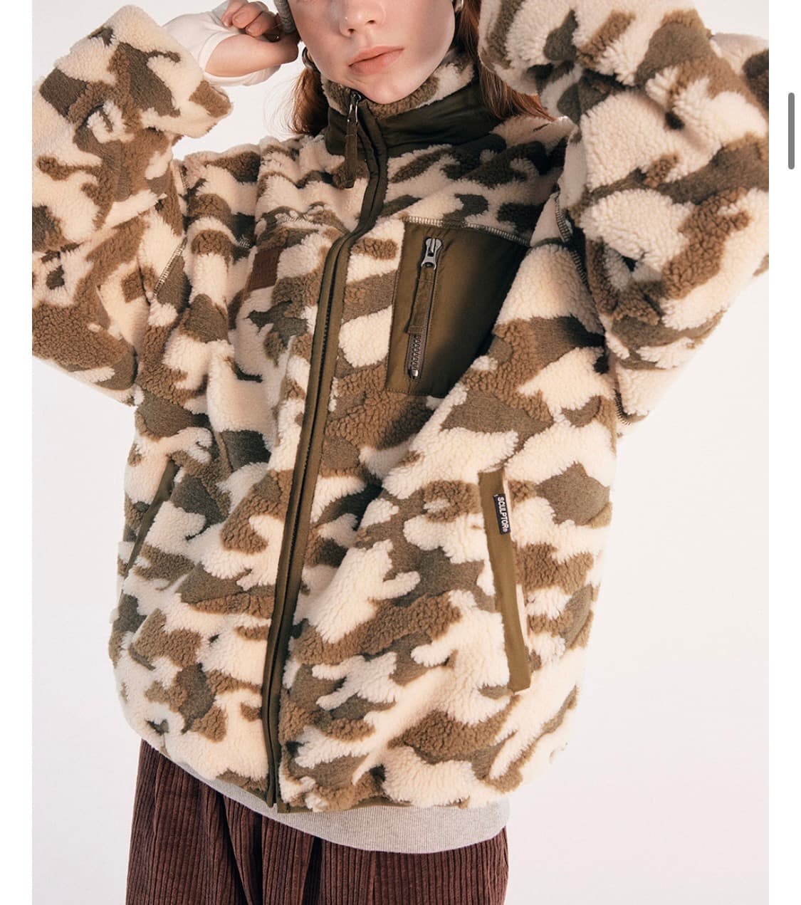 스컬프터 카모플라쥬 셰르파 자켓 카키 상품이미지2