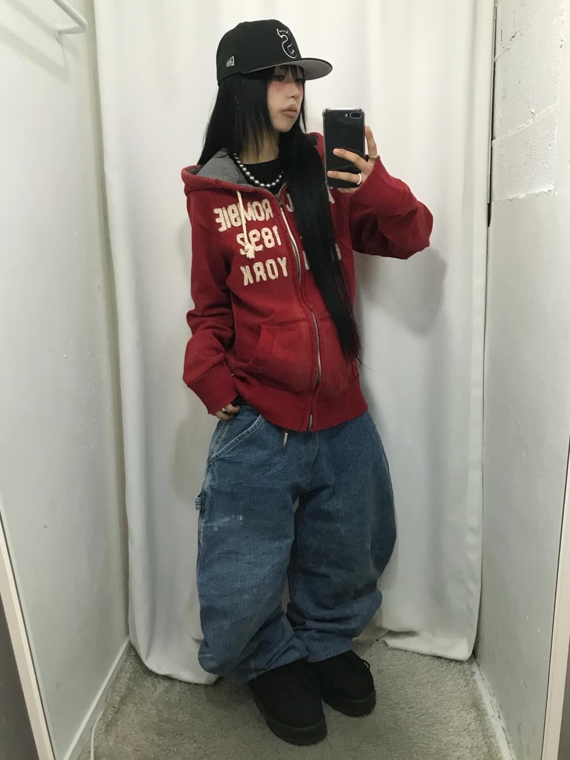 Abercrombie Red Hood Zip-Up 상품이미지2