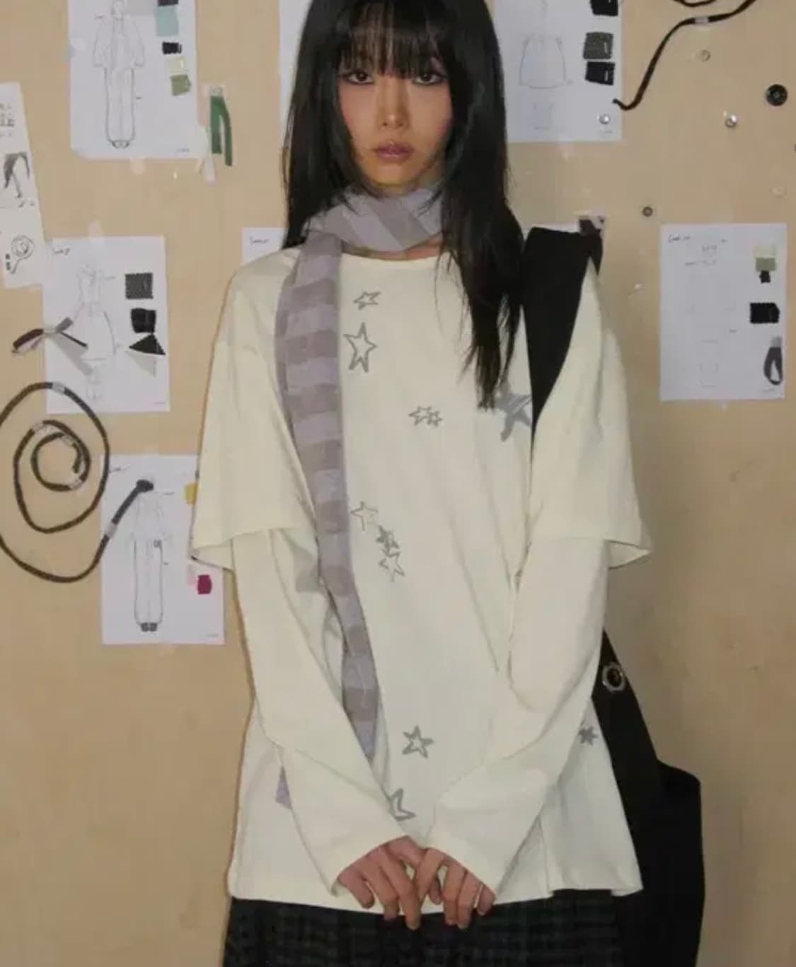 온스카 STARRY DOUBLE SLEEVE T (VANILLA 상품이미지1