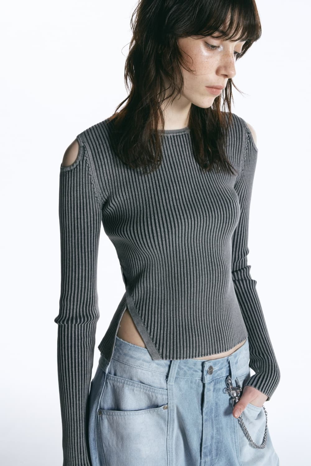 인사일런스 우먼 워시드 리브드 니트 M 상품이미지5